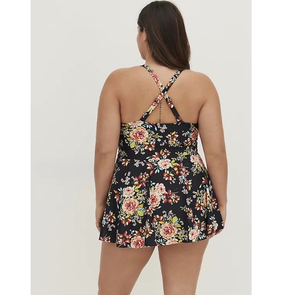 Torrid 2 SHORT LENGTH SIDE TIE SWIM DRESS - FLORAL - Picture 3 of 13